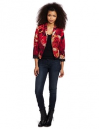 XOXO Juniors Printed Cropped Cuffed Jacket, Red, Large XOXO Juniors Printed Cropped Cuffed Jacket, Red, Large