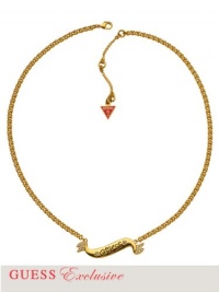 GUESS Women's Gold-Tone Banner Station Necklace, GOLD