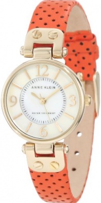 Anne Klein Women's 10/9888MPOR Gold-Tone Orange Leather Strap Watch Anne Klein Women's 10/9888MPOR Gold-Tone Orange Leather Strap Watch