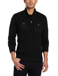 Marc Ecko Cut & Sew Men's Solid Rib Zip Mock-Neck Sweater Marc Ecko Cut & Sew Men's Solid Rib Zip Mock-Neck Sweater
