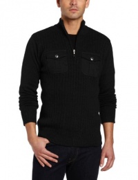 Marc Ecko Cut & Sew Men's Solid Rib Zip Mock-Neck Sweater