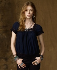 A layer of lace never fails to add an element of romance, giving Denim & Supply Ralph Lauren's boho-chic blouse flirtatious charm. A layer of lace never fails to add an element of romance, giving Denim & Supply Ralph Lauren's boho-chic blouse flirtatious charm.