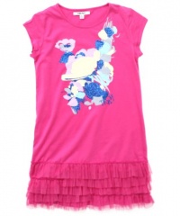 DKNY Kids, Girls (7-16) Lilac Rose Graphic Lace Ruffle Dress-X-Large DKNY Kids, Girls (7-16) Lilac Rose Graphic Lace Ruffle Dress-X-Large