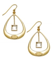 Inspired by life's great moments, the Tears of Joy drop earrings from SIS by Simone I Smith combine inspiration and glamour at once. Crafted in 18k gold over sterling silver with emerald-cut clear crystals (6 mm) suspended from delicate chains. Approximate drop: 1-3/4 inches. Approximate width: 1 inch.