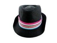 Fashion Unisex Straw Fedora Short Brim Hat in Black Fashion Unisex Straw Fedora Short Brim Hat in Black
