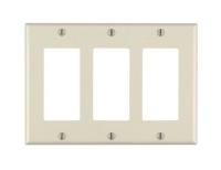 Leviton 80411-A 3-Gang Decora/GFCI Device Decora Wallplate, Standard Size, Thermoset, Device Mount, Almond