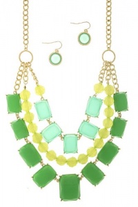 Trendy Jewelry - RECTANGLE JEWEL BEAD LAYERED NECKLACE SET- By Fashion Destination | Free Shipping (Green) Trendy Jewelry - RECTANGLE JEWEL BEAD LAYERED NECKLACE SET- By Fashion Destination | Free Shipping (Green)
