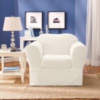 Sure Fit Twill Supreme 2-Piece Chair Slipcover, White Sure Fit Twill Supreme 2-Piece Chair Slipcover, White