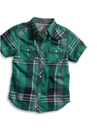 GUESS Kids Little Boy Bailey Plaid Shirt, PLAID (4)