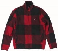 Nautica Men's Buffalo Plaid Full Zip Fleece Jacket (Red) (Large) Nautica Men's Buffalo Plaid Full Zip Fleece Jacket (Red) (Large)