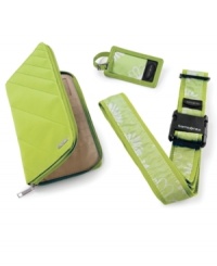 Complete confidence is in the bag. Amp up the way you travel with this smart kit, which includes a wallet to stash & organize everything from boarding pass to credit cards to passport, a luggage strap to add even more bags onto your rolling upright for hands-free travel and an ID tag for peace of mind when you check your bags. Complete confidence is in the bag. Amp up the way you travel with this smart kit, which includes a wallet to stash & organize everything from boarding pass to credit cards to passport, a luggage strap to add even more bags onto your rolling upright for hands-free travel and an ID tag for peace of mind when you check your bags.