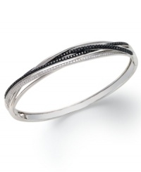 Crossing paths with elegance. Caviar by EFFY Collection's bangle bracelet features round-cut black diamonds (9/10 ct. t.w.) and white diamonds (1/3 ct. t.w.) for a look that truly sparkles. Approximate diameter: 2-5/8 inches. Crossing paths with elegance. Caviar by EFFY Collection's bangle bracelet features round-cut black diamonds (9/10 ct. t.w.) and white diamonds (1/3 ct. t.w.) for a look that truly sparkles. Approximate diameter: 2-5/8 inches.