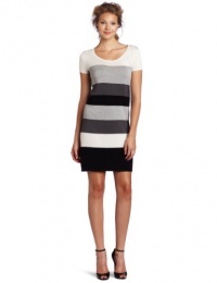 BCBGMAXAZRIA Women's Gracie Short Sleeve Color Block Dress, Grey Combo, Medium BCBGMAXAZRIA Women's Gracie Short Sleeve Color Block Dress, Grey Combo, Medium