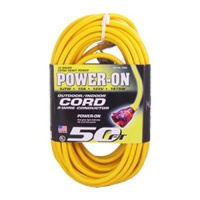 US Wire 74050 12/3 50-Foot SJTW Yellow Heavy Duty Lighted Plug Extension Cord