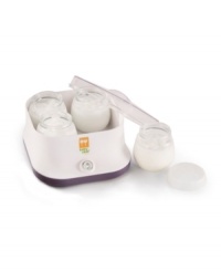 A natural meal-maker! Feed your baby only the best with this simple solution to homemade yogurt. Preparing the finest additive- and preservative-free yogurt, this mom must-have includes four glass jars and lids to make and store your meal go-to. 1-year warranty. A natural meal-maker! Feed your baby only the best with this simple solution to homemade yogurt. Preparing the finest additive- and preservative-free yogurt, this mom must-have includes four glass jars and lids to make and store your meal go-to. 1-year warranty.