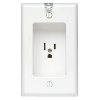 Leviton 688-W 15 Amp, 125 Volt, 1 Gang Recessed Single Receptacle, Residential Grade, with Clocked Hanger Hook, White Leviton 688-W 15 Amp, 125 Volt, 1 Gang Recessed Single Receptacle, Residential Grade, with Clocked Hanger Hook, White