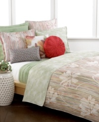 The essence of effortless charm, this Flores duvet cover set from Style&co., boasts a distressed stripe motif with floral accents all in a fun and colorful palette. Pieces reverse to an allover white and green design for a look of fresh, modern flair. The essence of effortless charm, this Flores duvet cover set from Style&co., boasts a distressed stripe motif with floral accents all in a fun and colorful palette. Pieces reverse to an allover white and green design for a look of fresh, modern flair.