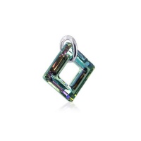 Sterling Silver Square Vitrial Light Crystal 0.8 inch Long Dangle Pendant Charm Made with Swarovski Elements Sterling Silver Square Vitrial Light Crystal 0.8 inch Long Dangle Pendant Charm Made with Swarovski Elements