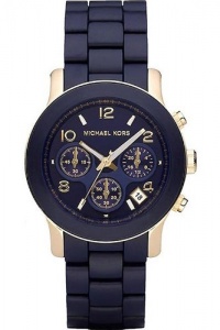 Michael Kors Women's MK5316 Navy Silicone Wrapped Runway Watch Michael Kors Women's MK5316 Navy Silicone Wrapped Runway Watch