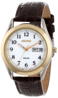 Seiko Men's SNE056 Solar Strap White Dial Watch