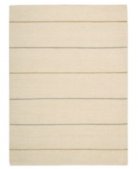 Subtle striping gives way to understated sophistication in the Horizon area rug from Calvin Klein. Generously thick wool fibers are hand tufted in India for remarkable strength and detailed design. Perfect for mixing with any style decor. (Clearance)
