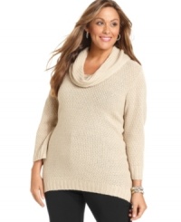 Let your look shimmer this season with Style&co.'s long sleeve plus size sweater, featuring a metallic finish. Let your look shimmer this season with Style&co.'s long sleeve plus size sweater, featuring a metallic finish.