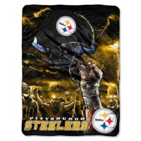 NFL Pittsburgh Steelers 60-Inch-by-80-Inch Plush Rachel Blanket, Sky Helmet Design