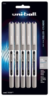 uni-ball Vision Stick Fine Point Roller Ball Pens, 5 Blue Ink Pens (60355PP)