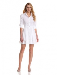 Pink Tartan Women's Contrast Double Tier Shirt Dress Pink Tartan Women's Contrast Double Tier Shirt Dress
