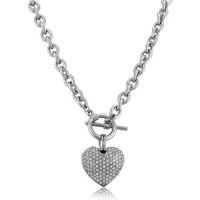 BERRICLE Silvertone Puffed Heart Pendant Toggle Necklace BERRICLE Silvertone Puffed Heart Pendant Toggle Necklace