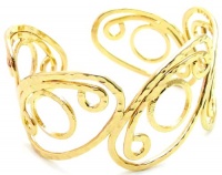Yellow Gold Woven Filigree Flower Casting Cuff Wrap Bangle Bracelet, Adjustable 5-8 Inch Length, Hypoallergenic Hammered Textured Metal Yellow Gold Woven Filigree Flower Casting Cuff Wrap Bangle Bracelet, Adjustable 5-8 Inch Length, Hypoallergenic Hammered Textured Metal