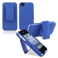 MYBAT IPHONE4HBHOLSFTTR02WP Shell Holster Combo Case for Samsung Galaxy with Kick-Stand and Belt Clip for Apple iPhone 4S/4 - Retail Packaging - Blue