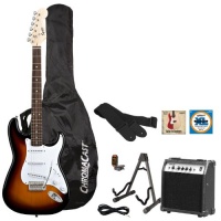 Fender Sunburst Electric Strat Guitar Kit - Includes: Guitar Stand, Strap, Gig Bag, 10-Watt Amp, 10-Foot Cable, Tuner, Strings, and GoDpsMusic Pick Sampler