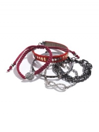 GUESS Women's Hematite-Tone and Red Arm Party Bracelet, POP COLOR GUESS Women's Hematite-Tone and Red Arm Party Bracelet, POP COLOR