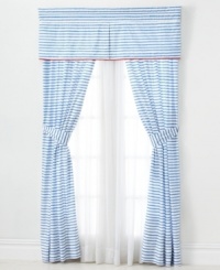 Bring the serene appeal of the sea to your bedroom with this Mariner's Cove valance from Tommy Hilfiger, featuring nautical-inspired blue and white stripes. Bring the serene appeal of the sea to your bedroom with this Mariner's Cove valance from Tommy Hilfiger, featuring nautical-inspired blue and white stripes.
