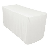 LinenTablecloth 4 ft. Fitted Polyester Tablecloth White LinenTablecloth 4 ft. Fitted Polyester Tablecloth White