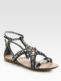 Glitter and crystal embellishments cover this starfish-inspired metallic leather design. Crystal and glitter metallic leather upperLeather lining and soleMade in Italy Glitter and crystal embellishments cover this starfish-inspired metallic leather design. Crystal and glitter metallic leather upperLeather lining and soleMade in Italy