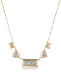 Bronze and 18k Yellow Gold Plated Two-Tone Swarovski Crystal Multi-Geometric Shaped Necklace, 18+1 Extender Bronze and 18k Yellow Gold Plated Two-Tone Swarovski Crystal Multi-Geometric Shaped Necklace, 18+1 Extender