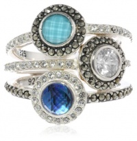 Judith Jack Color Stack Item Sterling Silver, Marcasite Multi-Blue Stack Ring