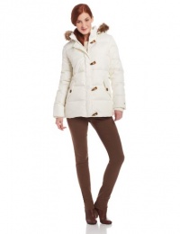 Tommy Hilfiger Women's Short Hooded Down Bomber Jacket with Toggle Closures Tommy Hilfiger Women's Short Hooded Down Bomber Jacket with Toggle Closures