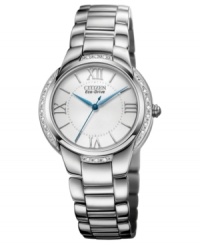 A classic timepiece from Citizen's Ciena collection glistening with diamond accents and pops of blue color. Powered by Eco-Drive, harnessing natural and artificial light, never needing a battery. A classic timepiece from Citizen's Ciena collection glistening with diamond accents and pops of blue color. Powered by Eco-Drive, harnessing natural and artificial light, never needing a battery.