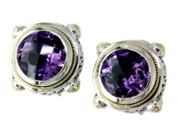 Balissima By Effy Collection Sterling Silver and 18k Yellow Gold Amethyst Earrings Balissima By Effy Collection Sterling Silver and 18k Yellow Gold Amethyst Earrings