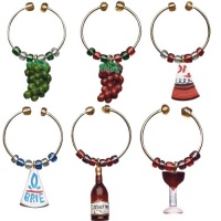 Boston Warehouse Wine and Cheese Wine Charms, Set of 6 Boston Warehouse Wine and Cheese Wine Charms, Set of 6