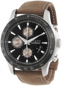 Gucci Men's YA126240 G-Timeless Stainless Steel, Brown Leather, and Black Diamond-Pattern Dial Watch Gucci Men's YA126240 G-Timeless Stainless Steel, Brown Leather, and Black Diamond-Pattern Dial Watch