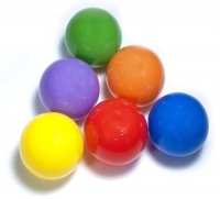 100 Phthalate Free 6.5cm Pit Balls w/ Mesh Toting: 6 Colors - Red, Orange, Yellow, Green, Blue, and Purple 100 Phthalate Free 6.5cm Pit Balls w/ Mesh Toting: 6 Colors - Red, Orange, Yellow, Green, Blue, and Purple