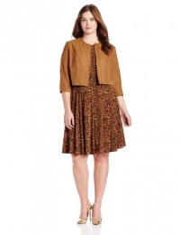 Jessica Howard Women's Plus-Size Long Sleeve Printed Dress with Jacket, Brown, 14W Jessica Howard Women's Plus-Size Long Sleeve Printed Dress with Jacket, Brown, 14W