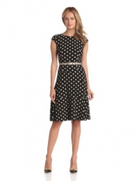 Anne Klein Women's Dime Dot Swing Dress, Black/Sand, 10 Anne Klein Women's Dime Dot Swing Dress, Black/Sand, 10