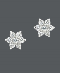 Freshen your look with petite, sparkling flowers. These dazzling studs by B. Brilliant feature round-cut cubic zirconias (3/4 ct. t.w.) set in sterling silver. Approximate diameter: 8 mm. Freshen your look with petite, sparkling flowers. These dazzling studs by B. Brilliant feature round-cut cubic zirconias (3/4 ct. t.w.) set in sterling silver. Approximate diameter: 8 mm.