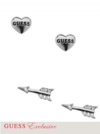 GUESS Women's Silver-Tone Heart and Arrow Post Earrings, SILVER GUESS Women's Silver-Tone Heart and Arrow Post Earrings, SILVER