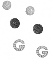G by GUESS Women's Mesh Covered Pearl Bead and Stud Earring Set, SILVER G by GUESS Women's Mesh Covered Pearl Bead and Stud Earring Set, SILVER